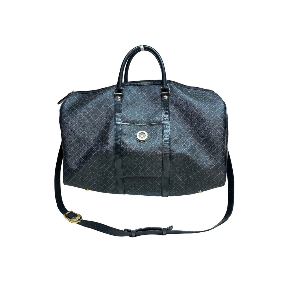 La Tour Eiffel Paris Black Leather Monogrammed‎ Weekender Duffle Bag Carry On